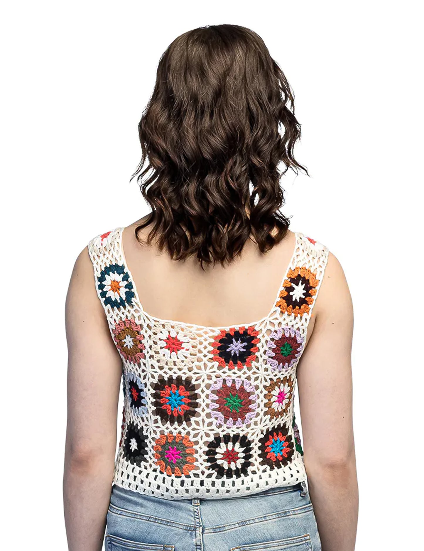 Dámsky hippie kvetinový háčkovaný top pre dospelých 