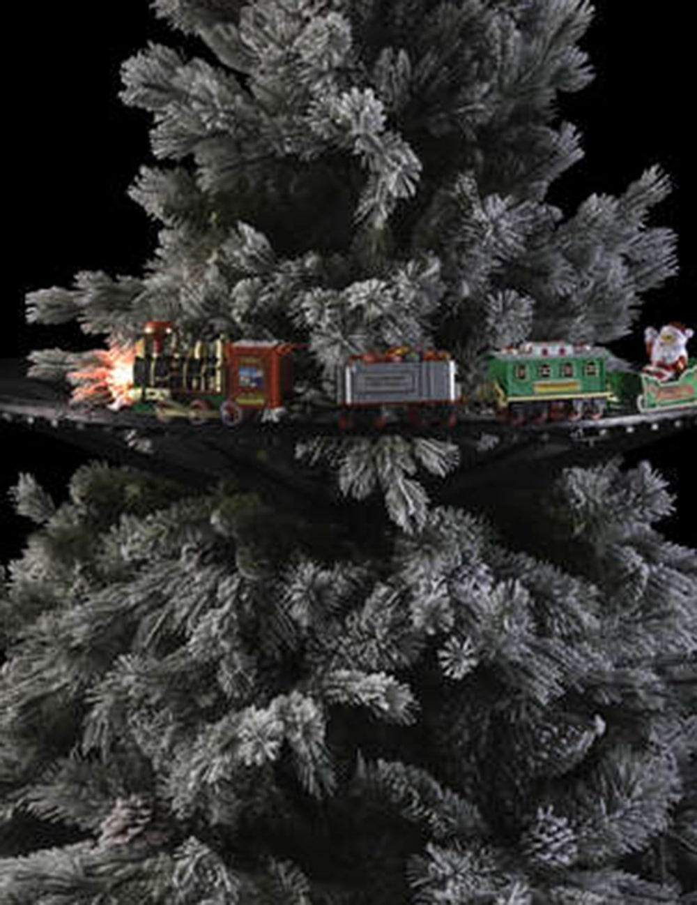 Mise en situation sur le sapin du train de noël pour sapin 23 pièces lumineux et animé