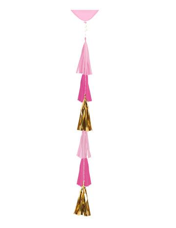 Ružovo-zlatý papierový balónový vlak so strapcami 70 cm fuchsia