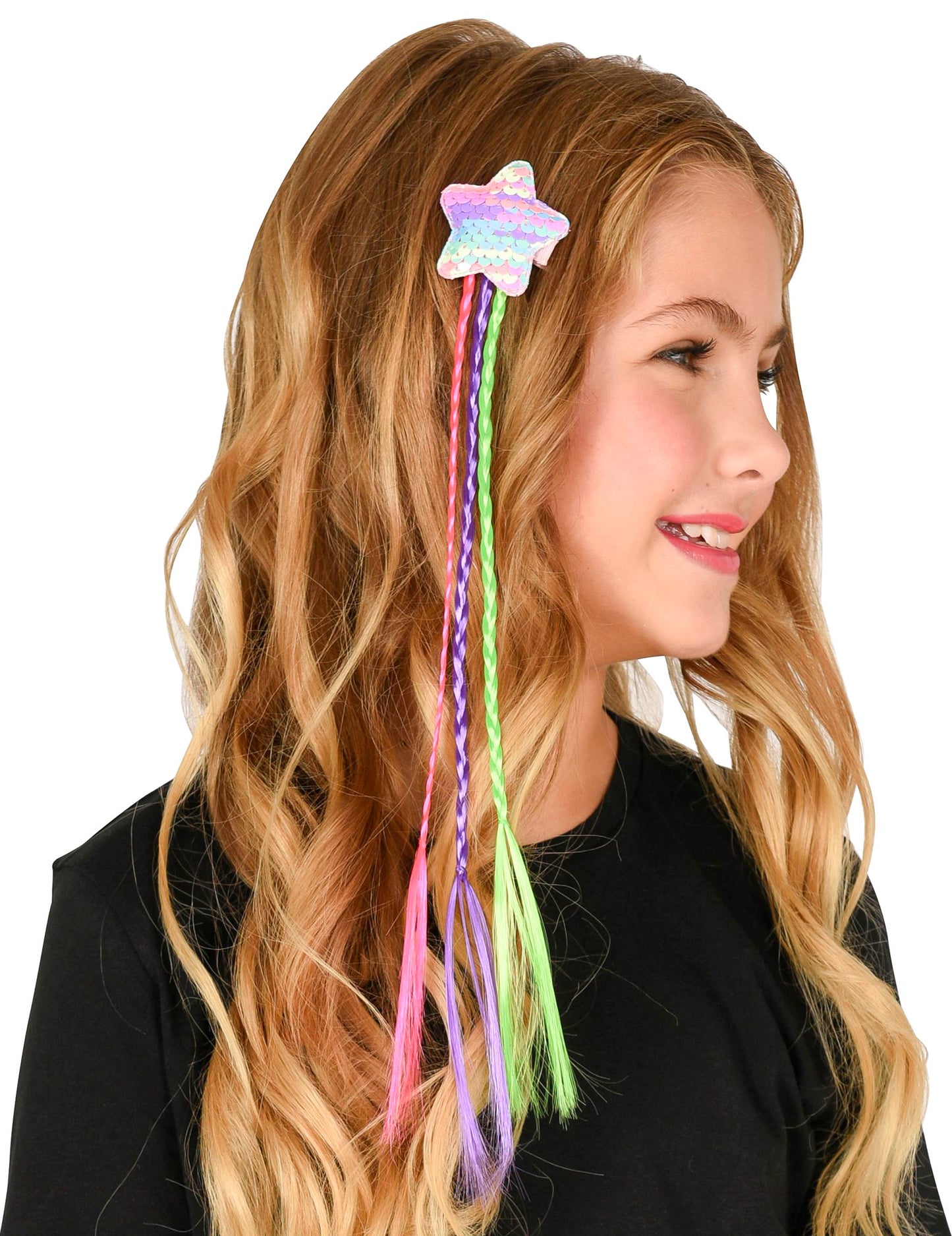 Viacfarebné vrkoče s hviezdou s vlasmi