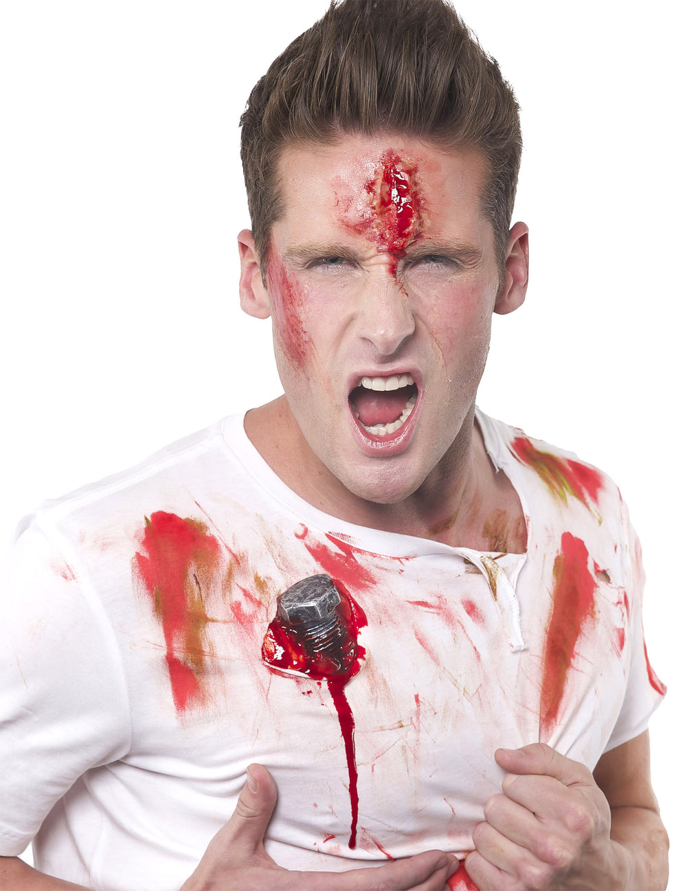 Détail de l'effet de blessures sanglantes du tube de faux sang Halloween