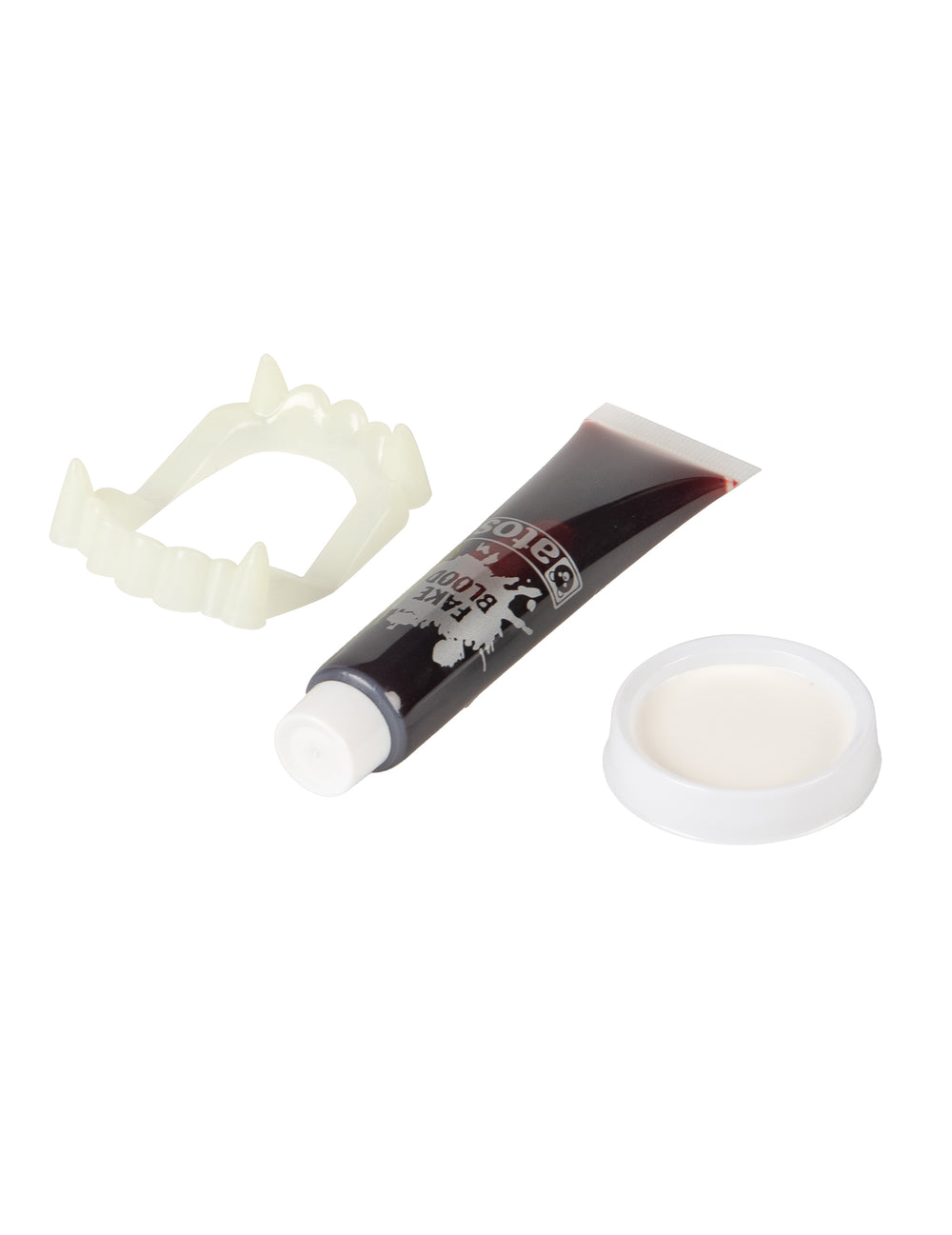 Tube de sang avec dentier Halloween pour adulte rouge et blanc