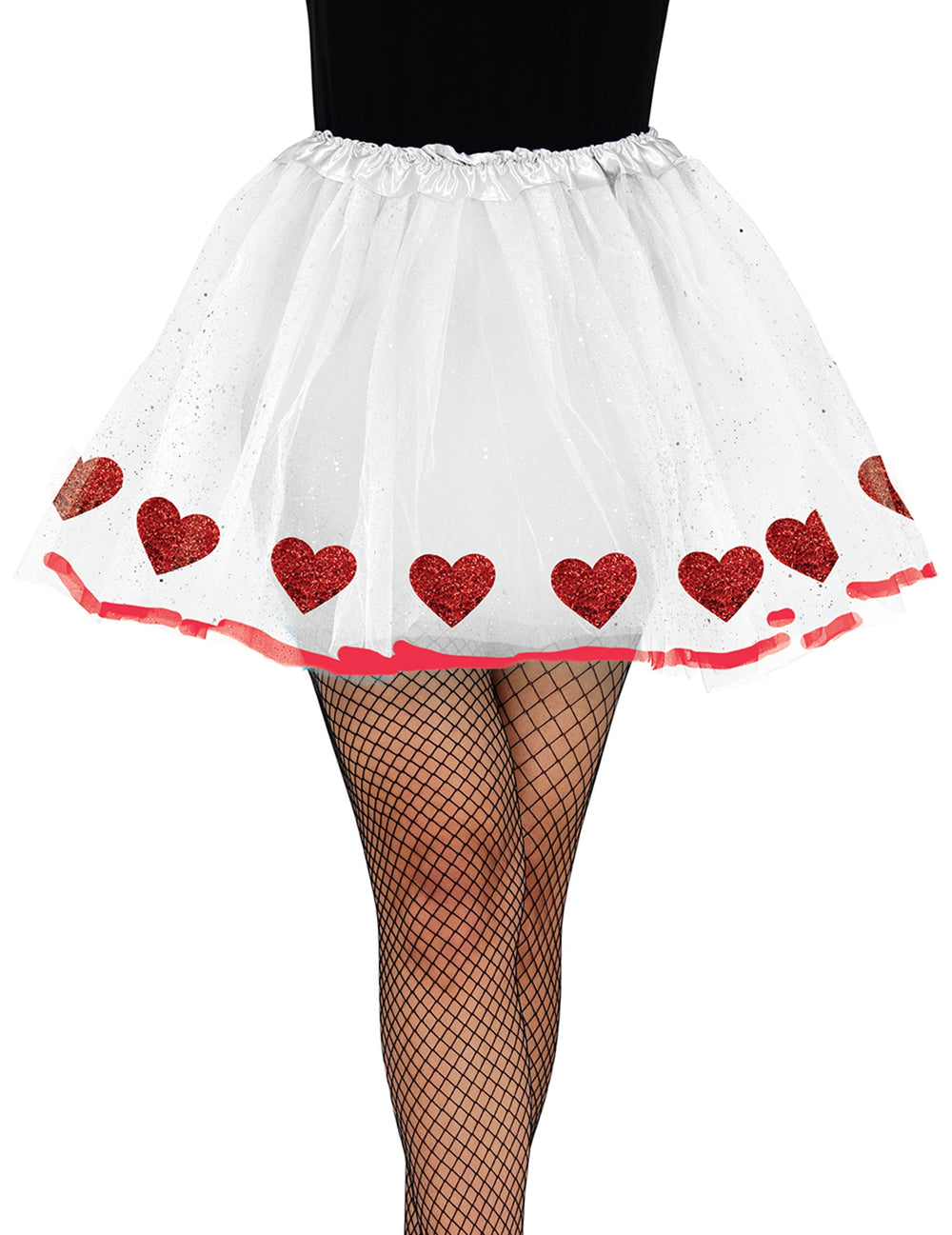 Tutu à coeurs pour adulte blanc et rouge