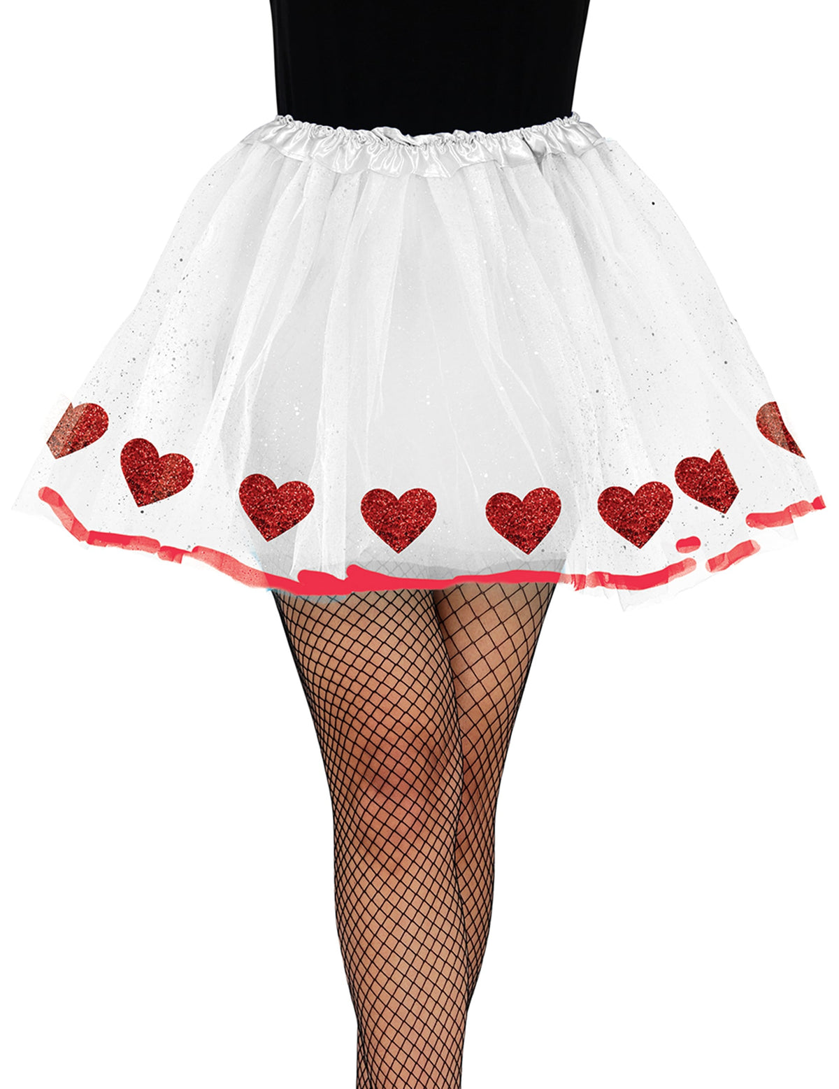 Tutu à coeurs pour adulte blanc et rouge