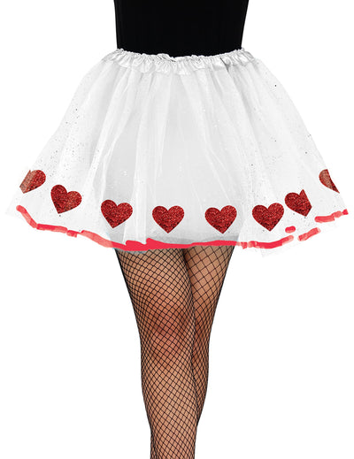Tutu à coeurs pour adulte blanc et rouge