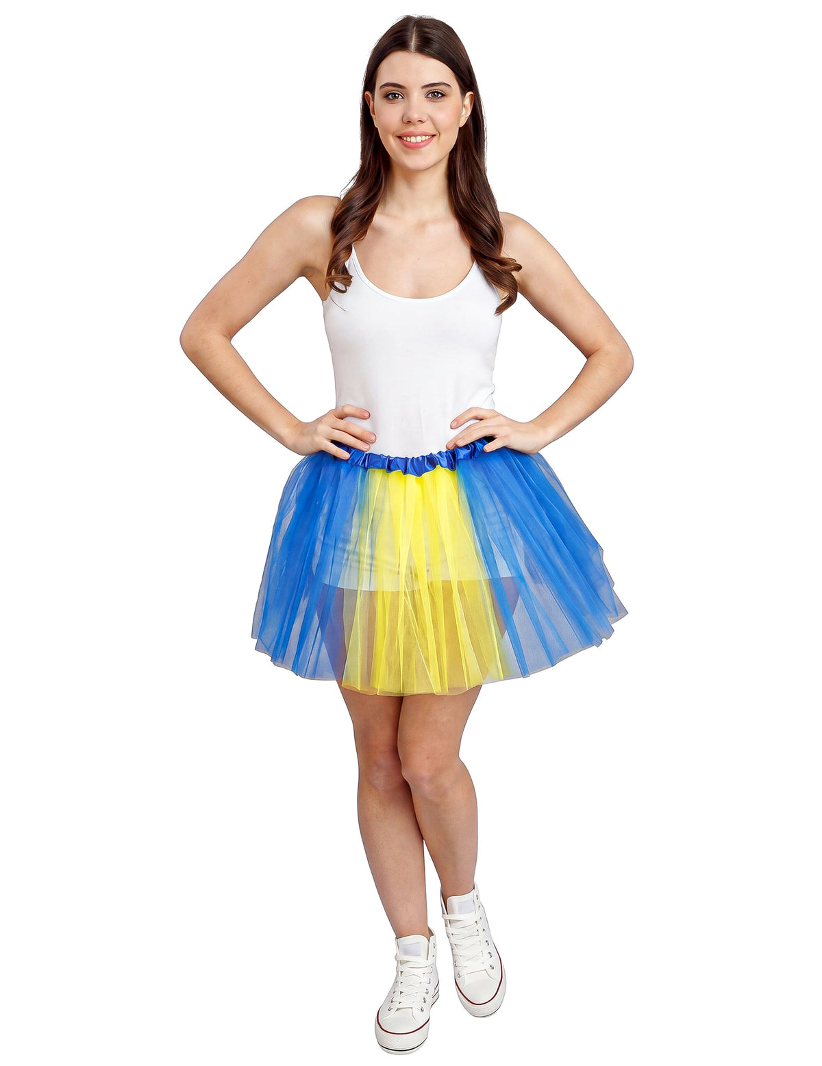 Modrá a žltá podporná tutu sukňa Švédsko 39 cm