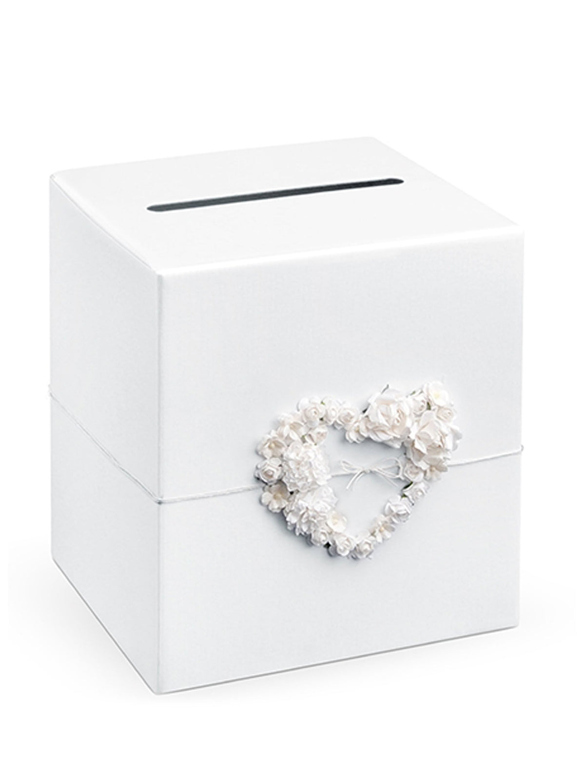 Urne avec coeur de roses pour mariage blanche