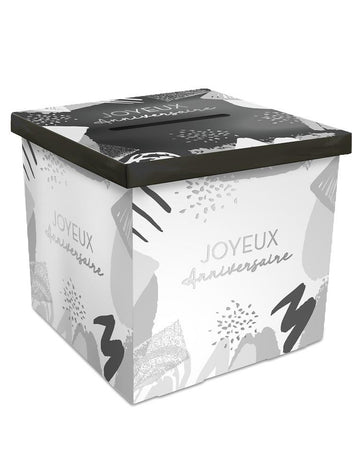 Všetko najlepšie k narodeninám biela a strieborná kartónová urne