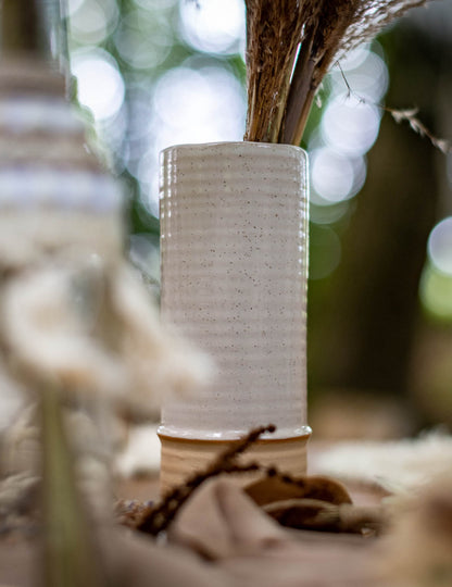 Béžová melírovaná a piesková váza 19 cm keramický