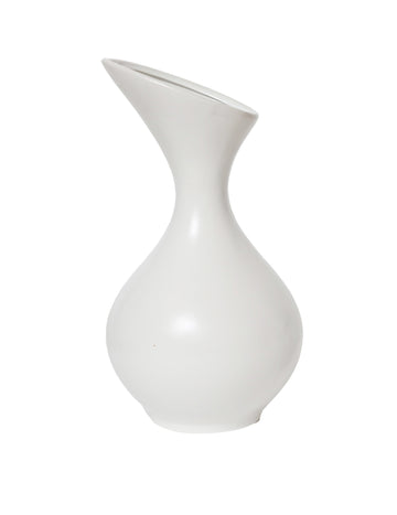Vase en céramique arrondi asymétrique blanc