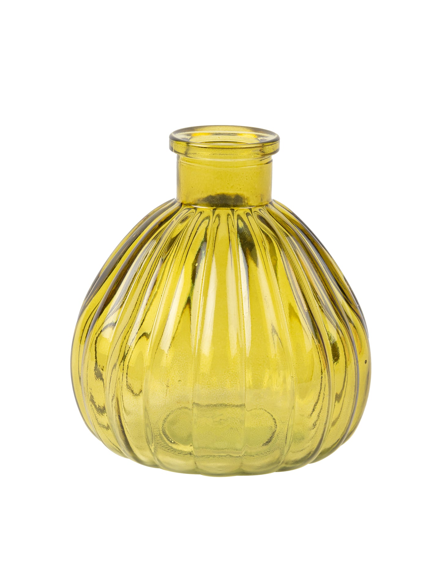 Váza z pistáciového ryhovaného skla 10 cm