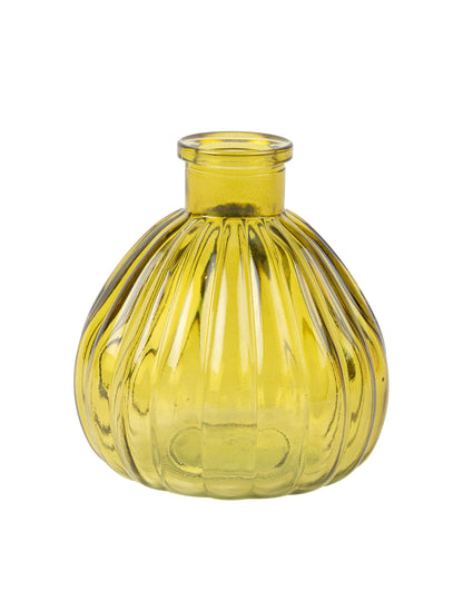 Váza z pistáciového ryhovaného skla 10 cm