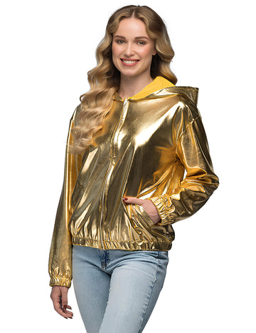 Dospelá kovová bunda s kapucňou