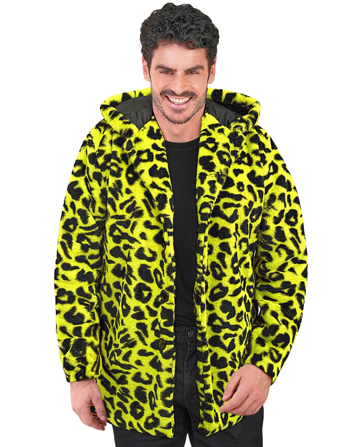 Vue de face de la veste à capuche léopard pour adulte