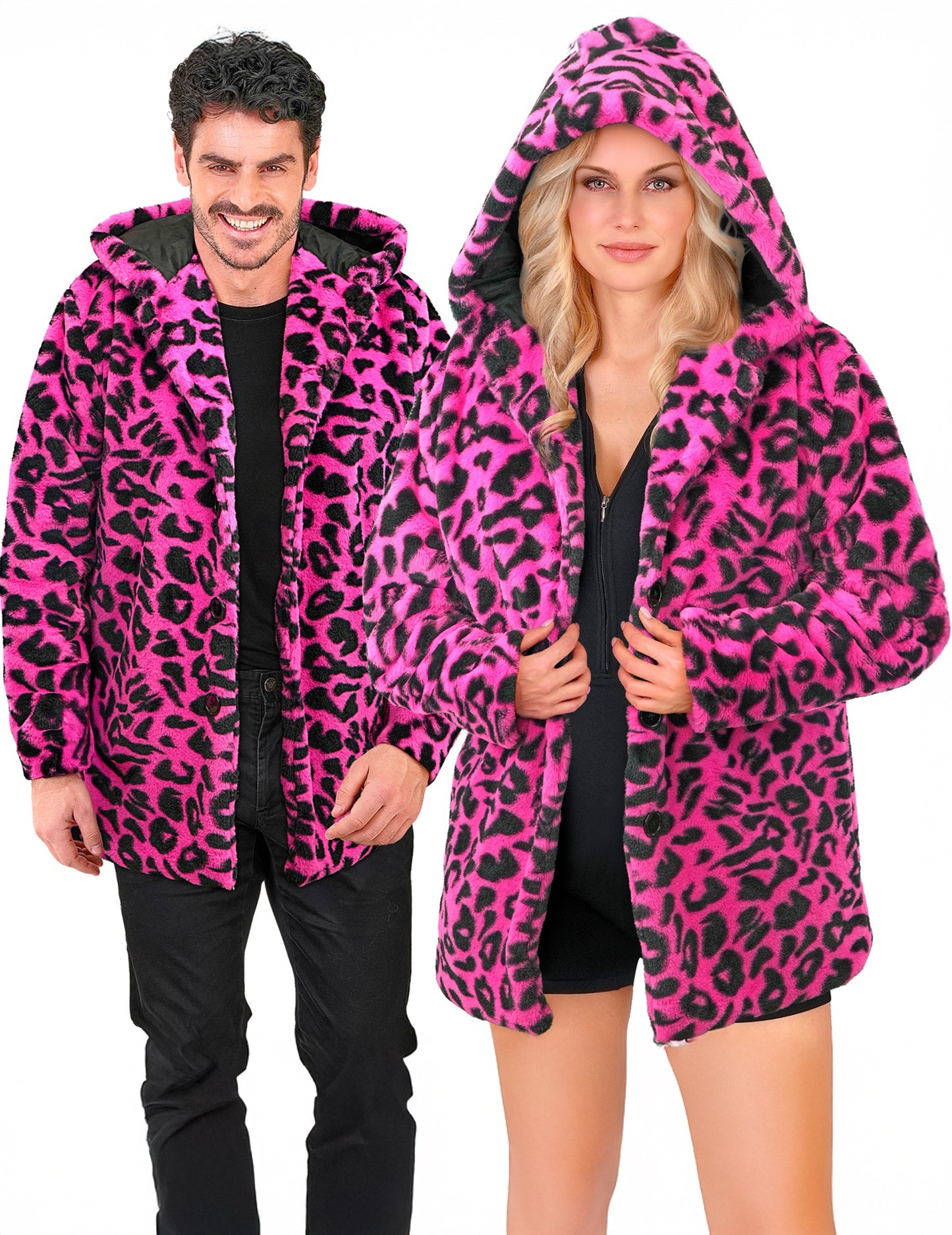 Veste à capuche léopard rose adulte