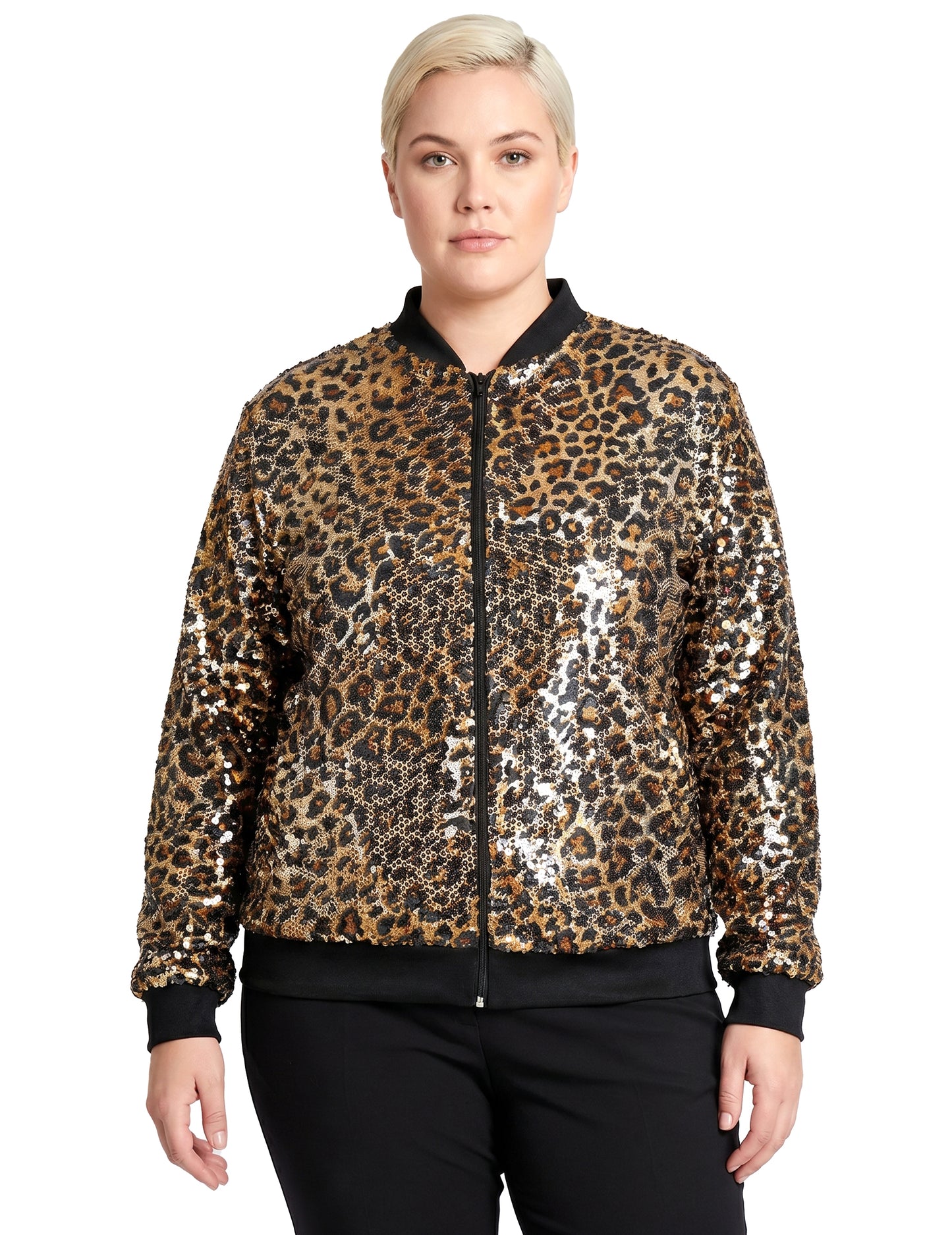 Dospelá leopardová flitrová bunda