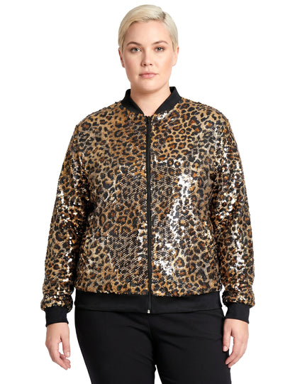 Dospelá leopardová flitrová bunda