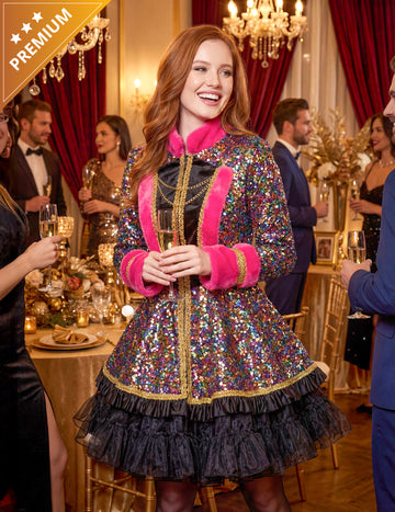 Luxusná dámska viacfarebná flitrovaná bunda