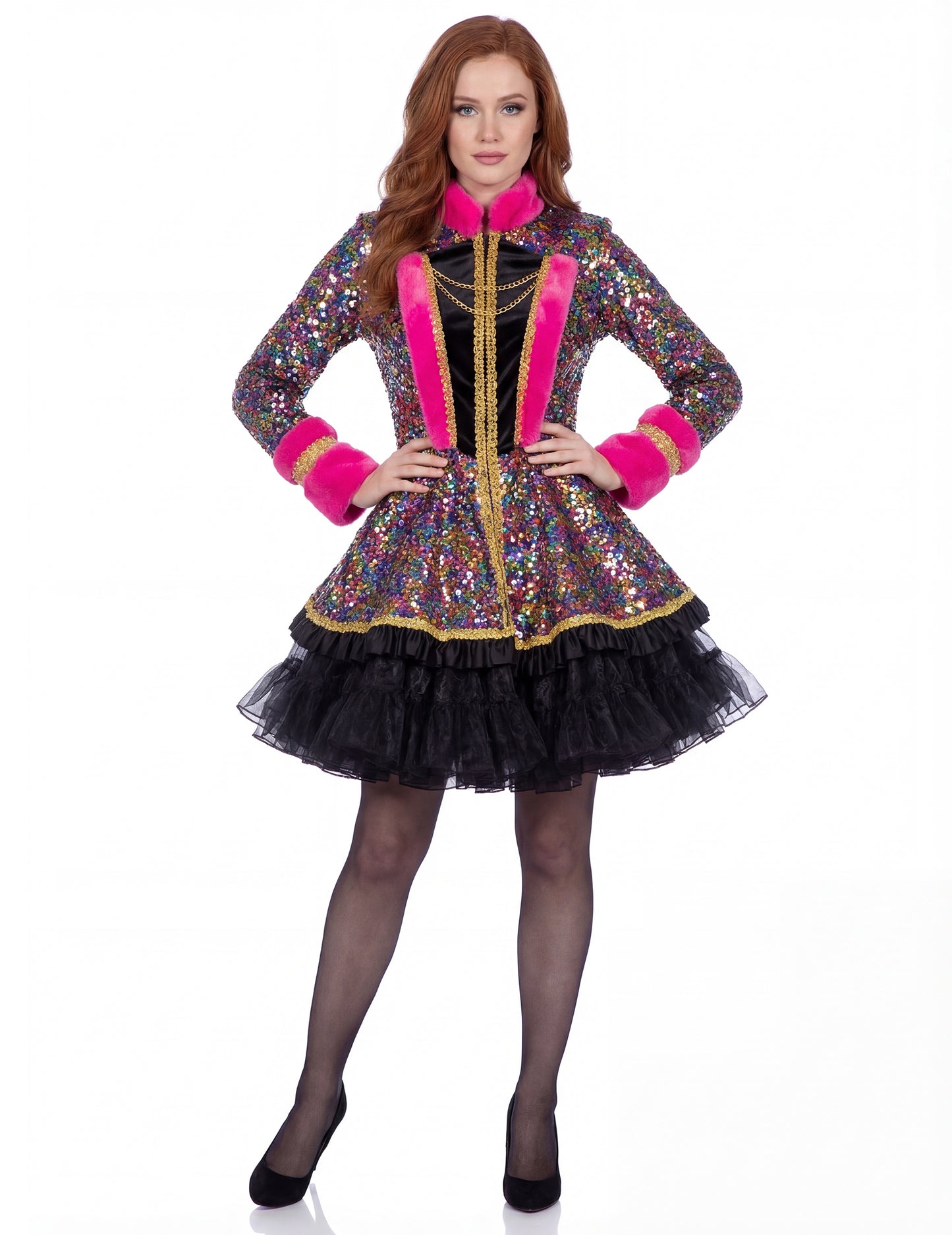 Luxusná dámska viacfarebná flitrovaná bunda