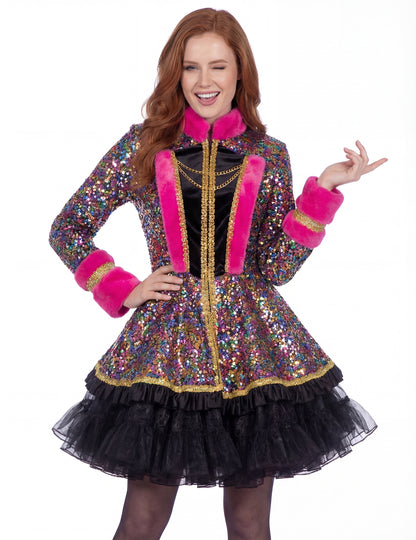 Luxusná dámska viacfarebná flitrovaná bunda