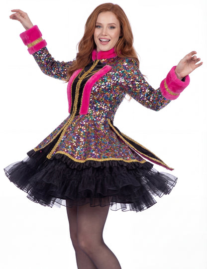 Luxusná dámska viacfarebná flitrovaná bunda