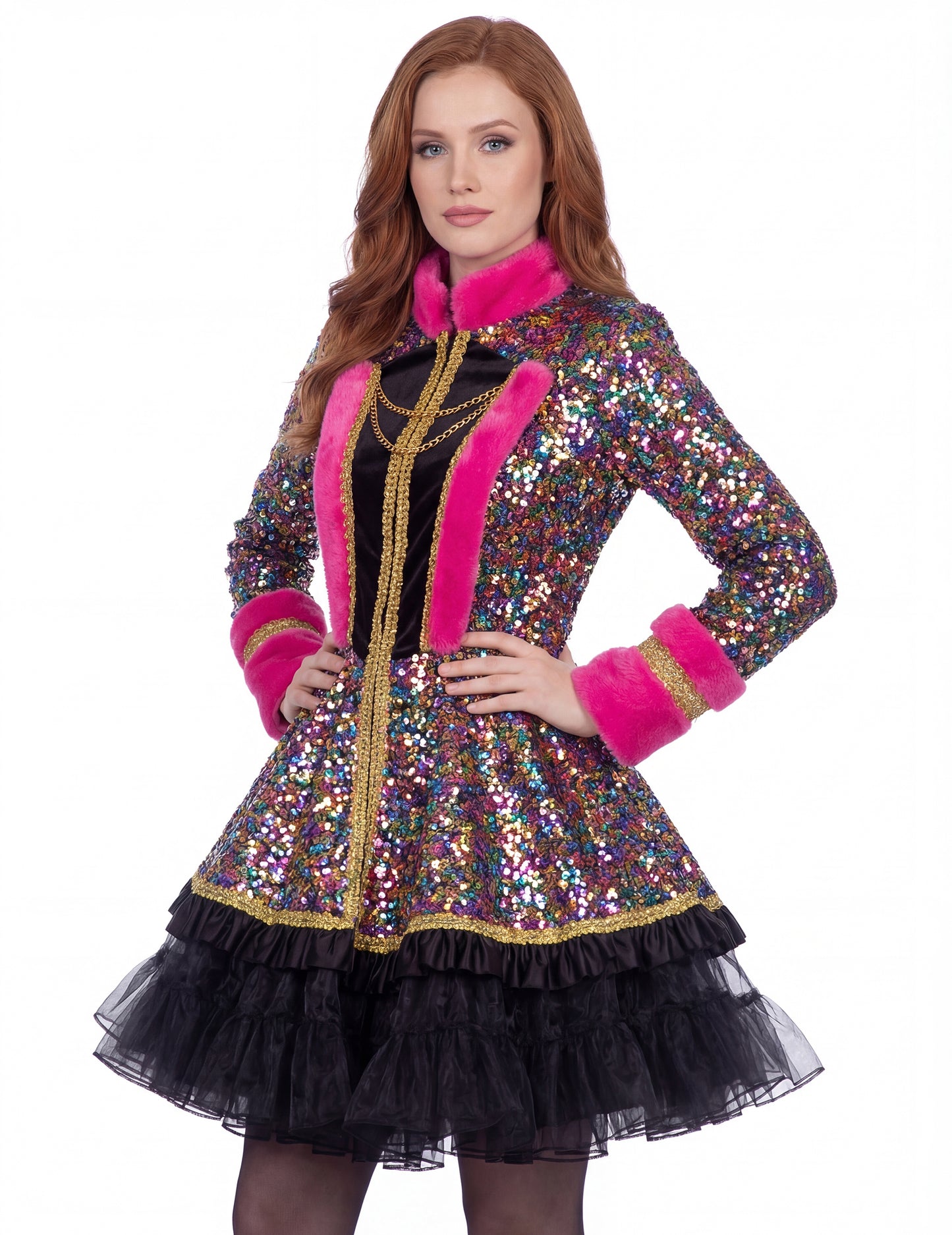 Luxusná dámska viacfarebná flitrovaná bunda