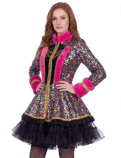 Luxusná dámska viacfarebná flitrovaná bunda