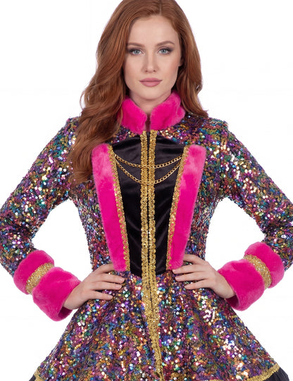 Luxusná dámska viacfarebná flitrovaná bunda