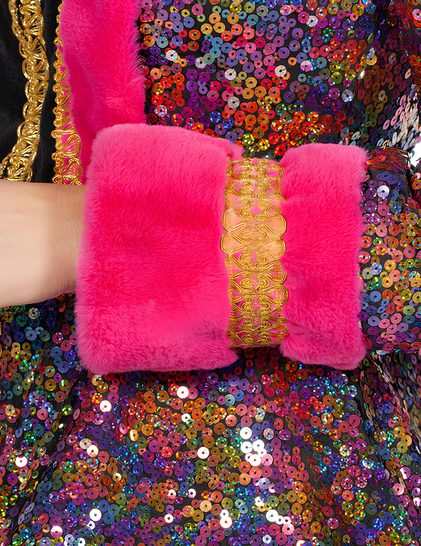 Luxusná dámska viacfarebná flitrovaná bunda