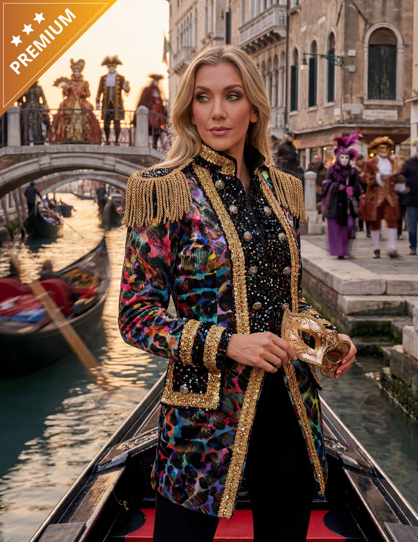 Luxusná dámska karnevalová bunda v neónových farbách