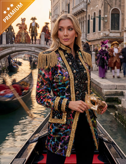 Luxusná dámska karnevalová bunda v neónových farbách