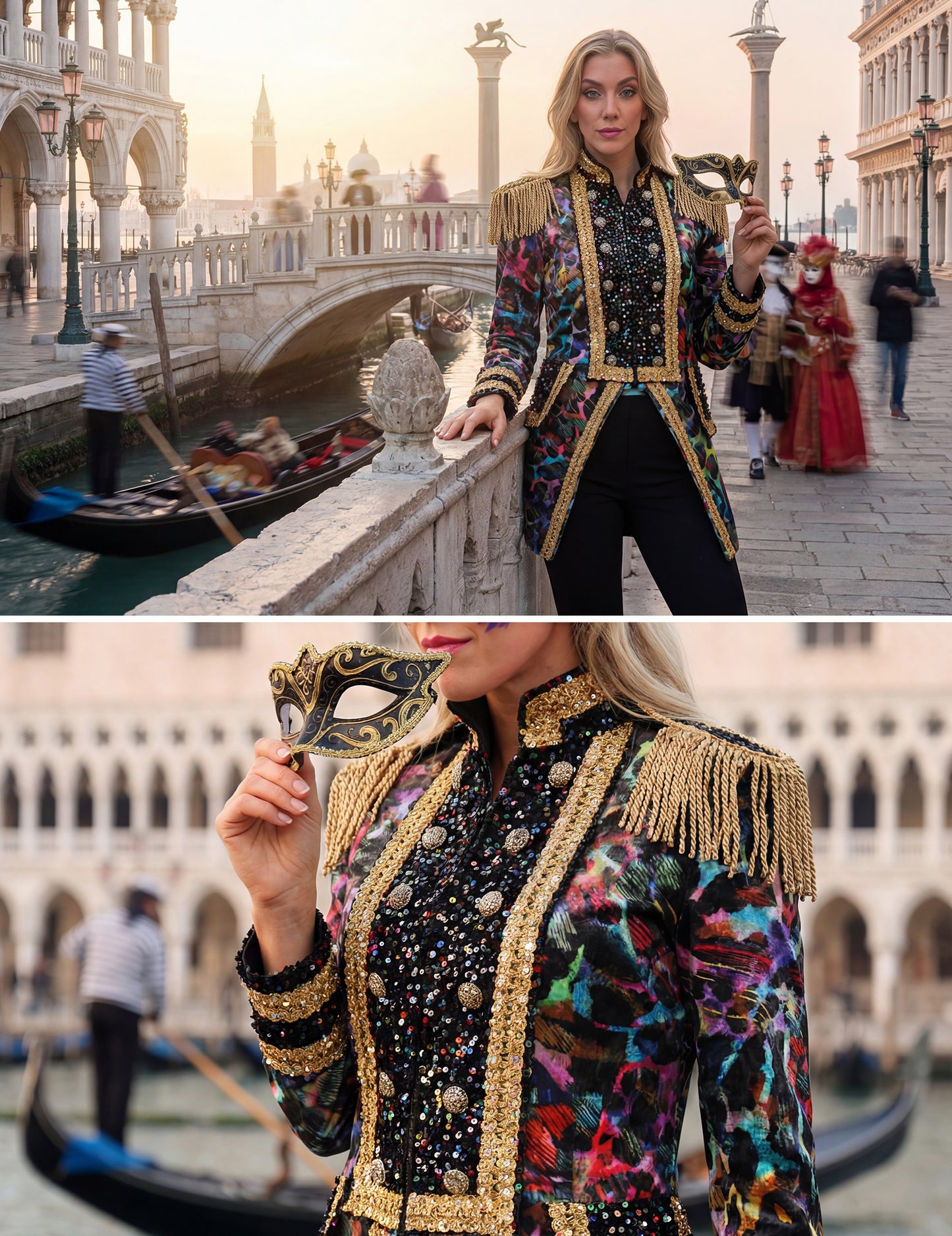 Luxusná dámska karnevalová bunda v neónových farbách