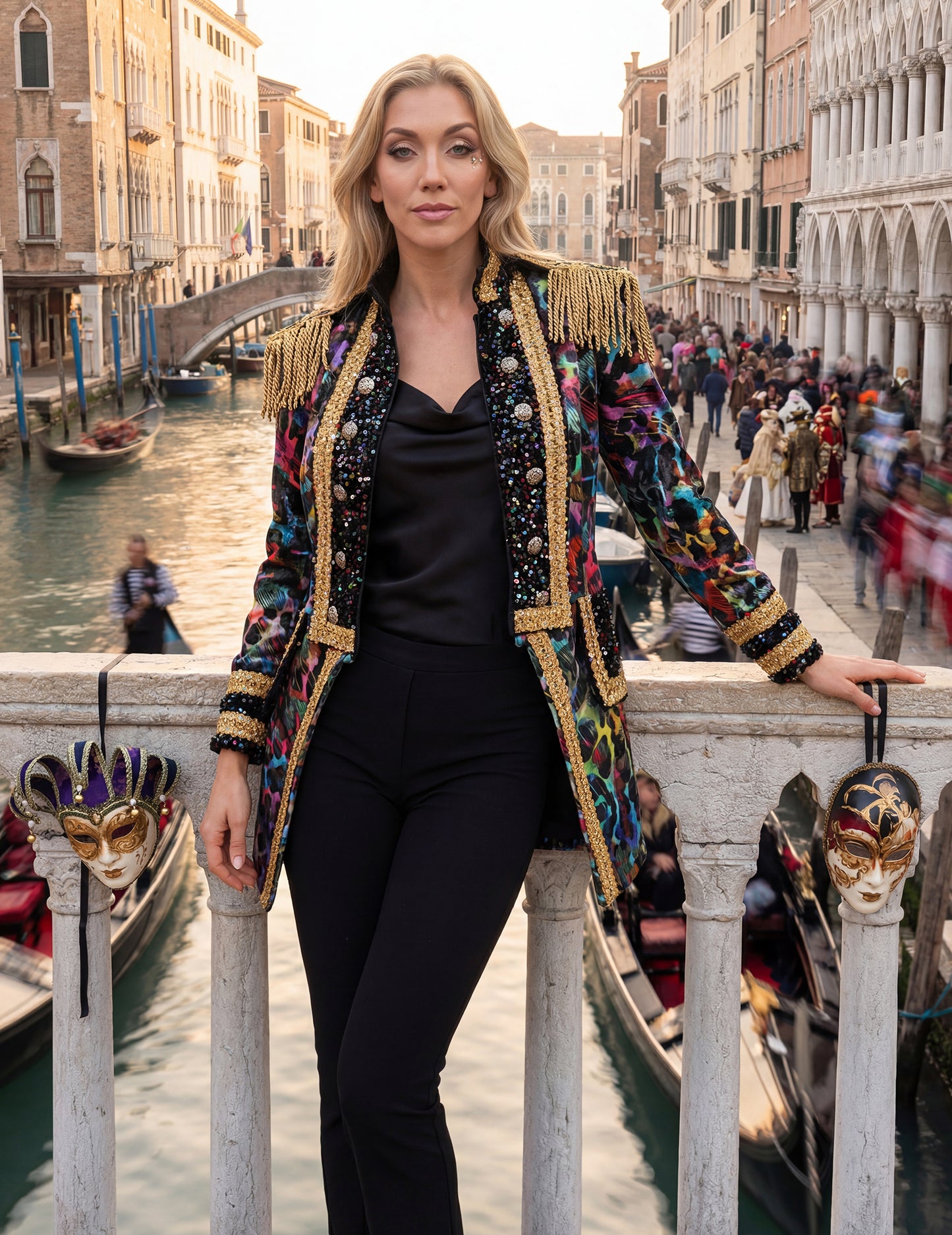 Luxusná dámska karnevalová bunda v neónových farbách