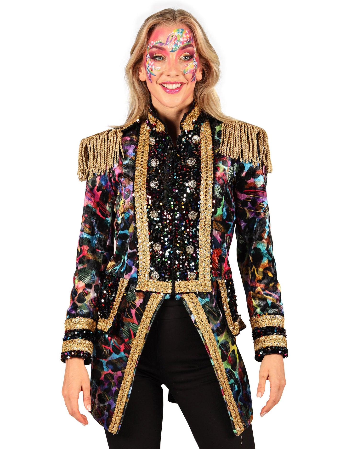 Luxusná dámska karnevalová bunda v neónových farbách