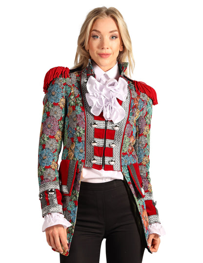 Luxusná dámska karnevalová bunda s kvetinovou potlačou