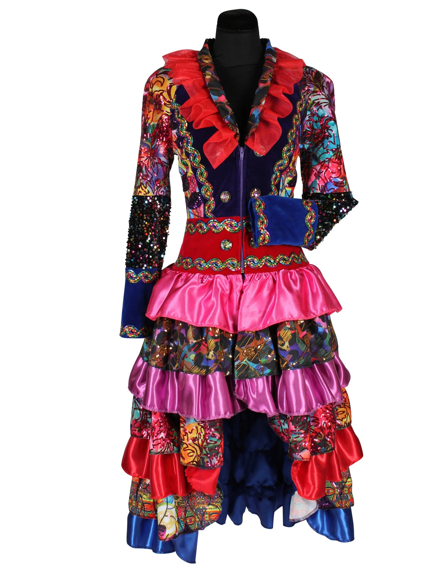 Dámska dlhá bunda vo fiesta karnevalovom štýle, viacfarebná, prémiová kvalita 