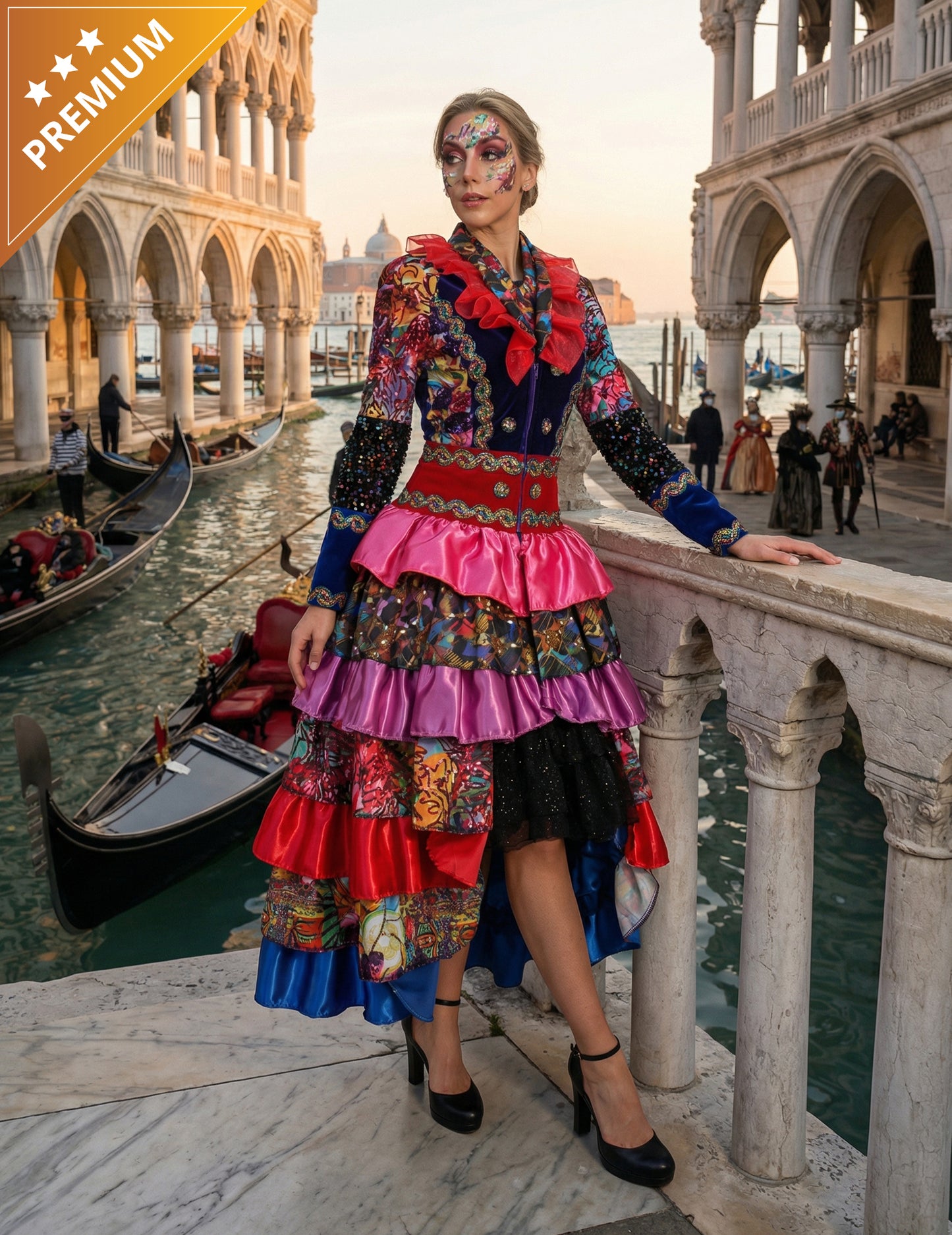 Luxusná viacfarebná dámska karnevalová bunda v štýle Fiesta Carnival