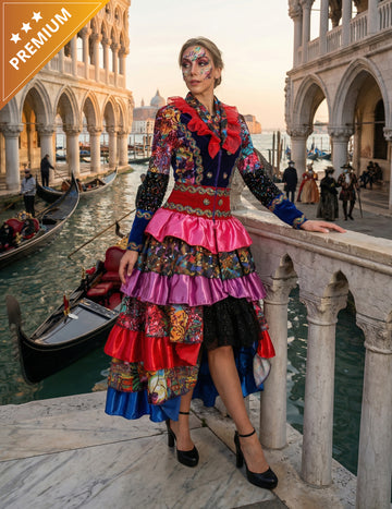 Luxusná viacfarebná dámska karnevalová bunda v štýle Fiesta Carnival