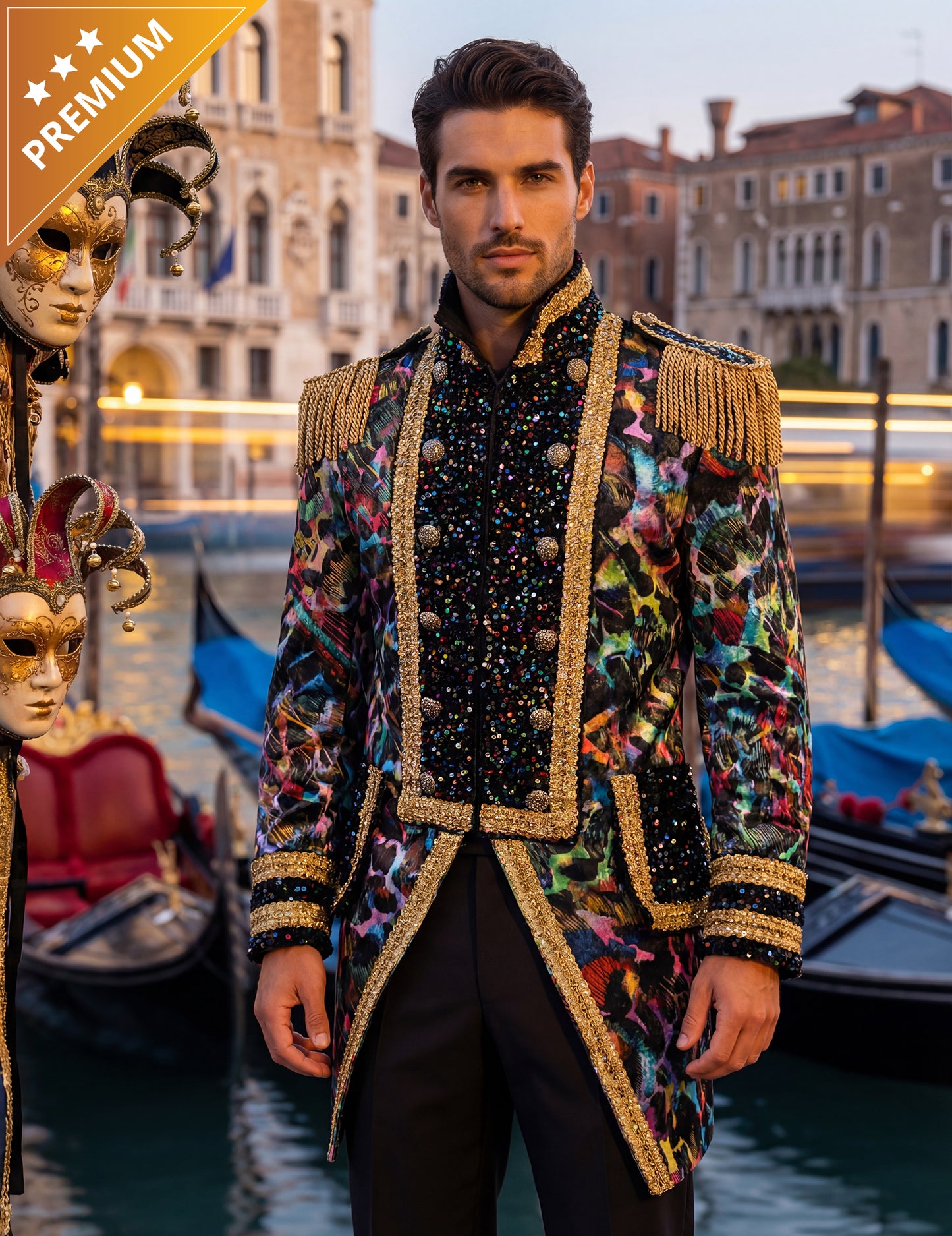 Luxusná pánska karnevalová bunda v neónových farbách