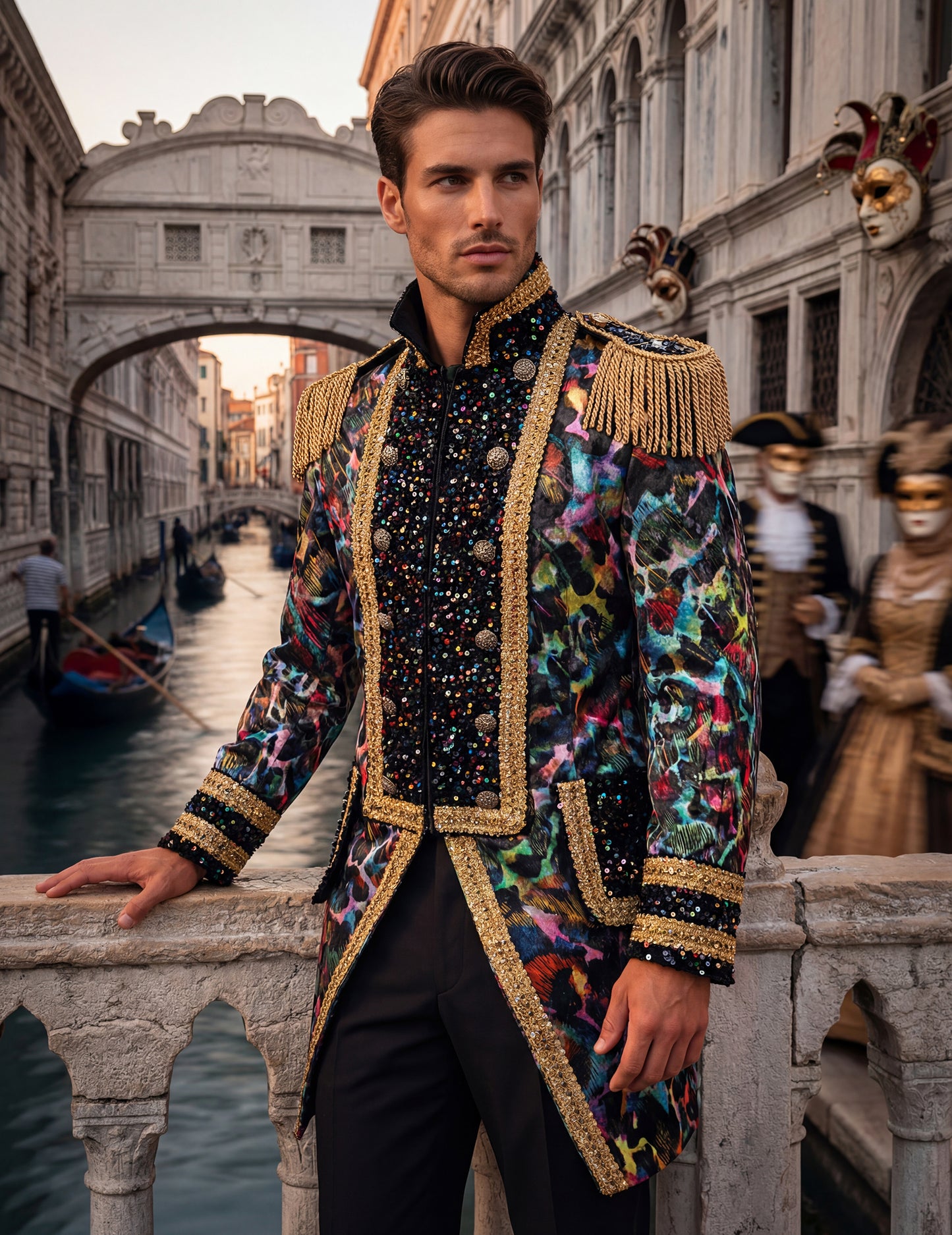 Luxusná pánska karnevalová bunda v neónových farbách