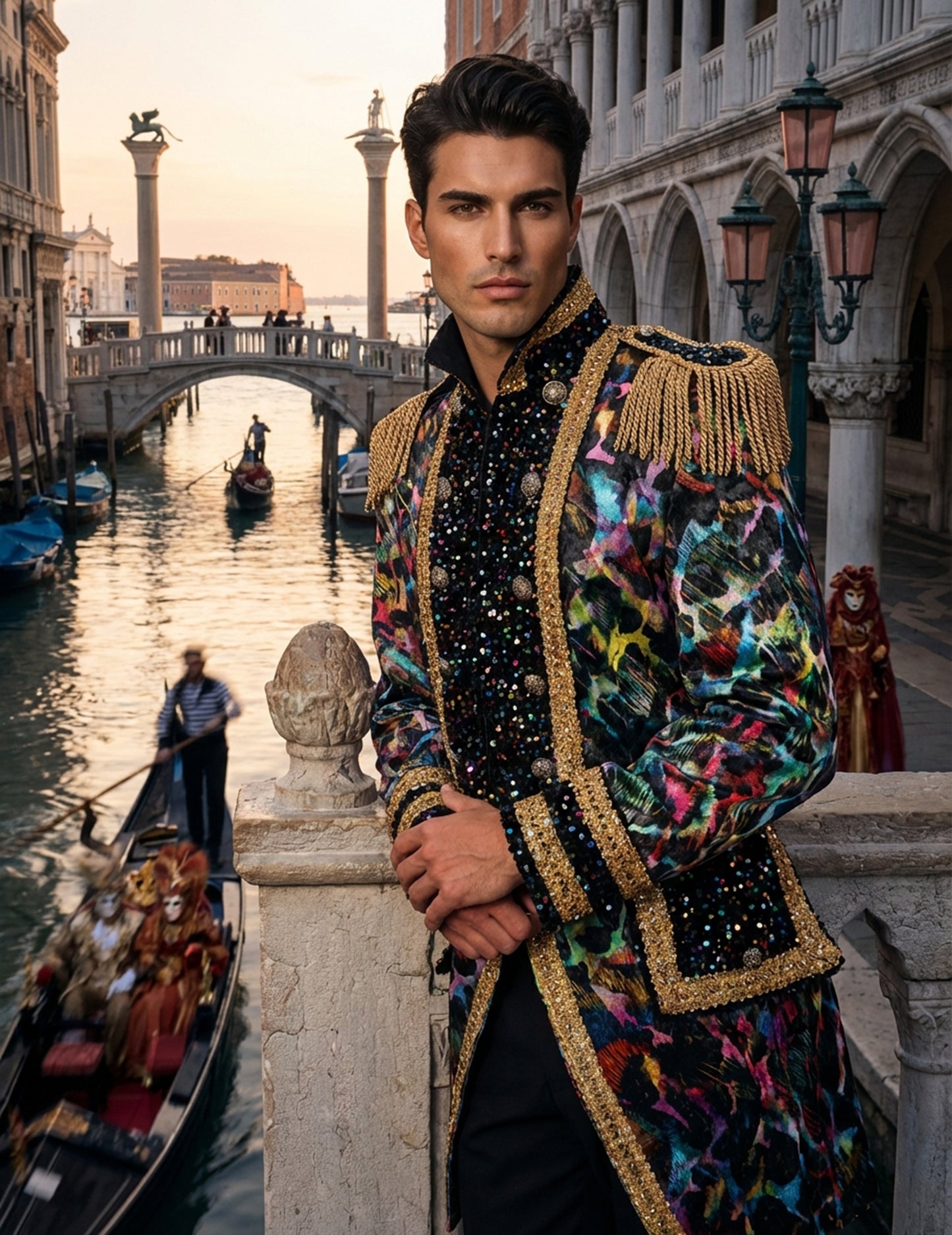 Luxusná pánska karnevalová bunda v neónových farbách