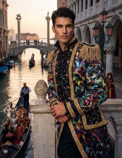 Luxusná pánska karnevalová bunda v neónových farbách