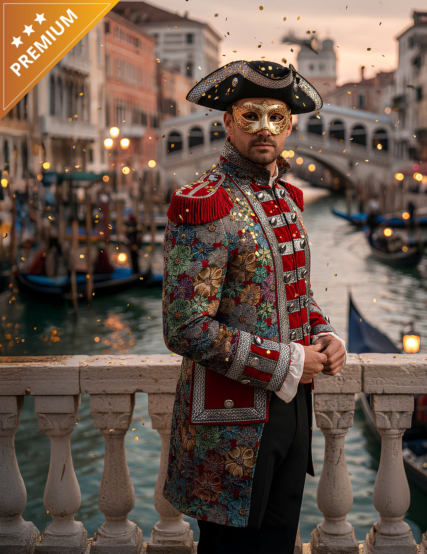 Pánska luxusná karnevalová bunda s kvetinovým vzorom