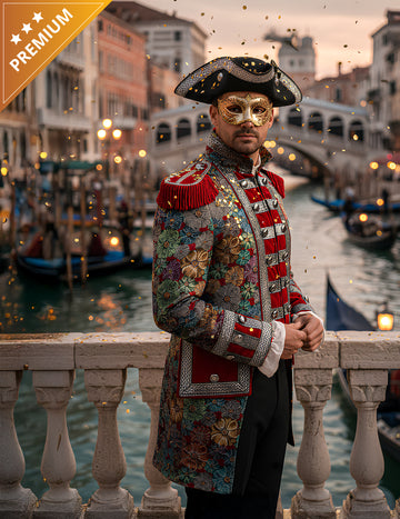 Pánska luxusná karnevalová bunda s kvetinovým vzorom