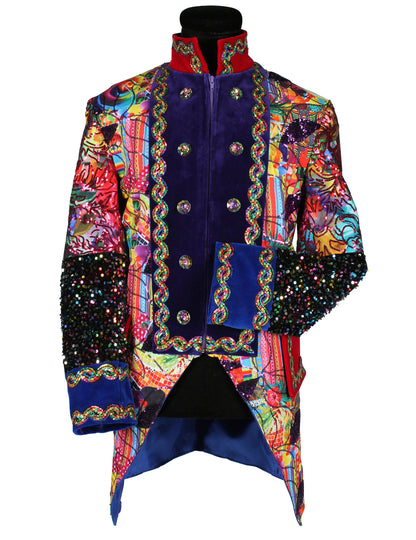 Luxusná viacfarebná pánska karnevalová bunda v štýle Fiesta Carnival