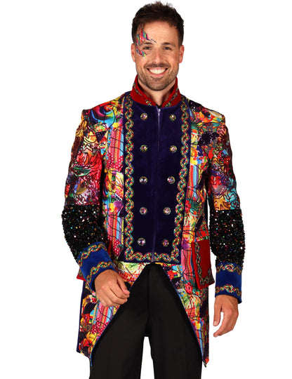 Luxusná viacfarebná pánska karnevalová bunda v štýle Fiesta Carnival