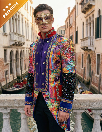 Luxusná viacfarebná pánska karnevalová bunda v štýle Fiesta Carnival