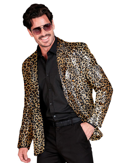 Veste de costume à sequins léopard pour adulte doré et noir