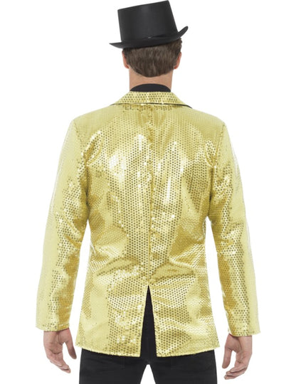 Vue de dos de la veste disco pour homme or à sequins luxe