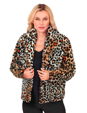 Dámska plyšová leopardia bunda 